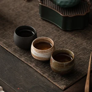 Japanese Handmade Rough Pottery Tea Cup Ceramic Kung Fu Tea Set Single Cup Antique Style Quiet Path Antique Craftsmanship Gift